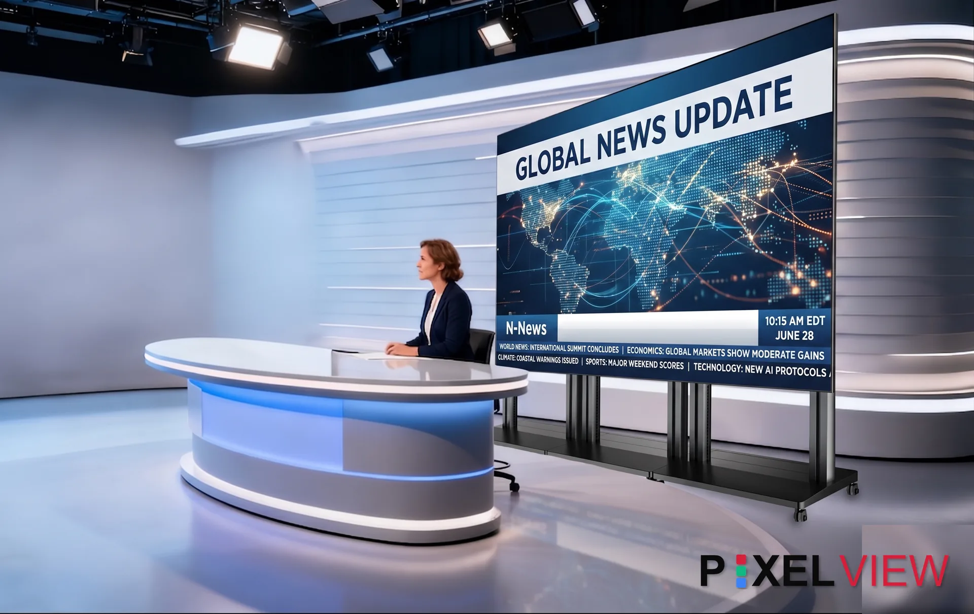 Mobile Pro Max all-in-one LED display in a broadcast studio